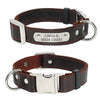 Image of Customized Genuine Leather Dog Collar - Nameplate with Pet's Name and Phone Number