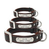 Image of Customized Genuine Leather Dog Collar - Nameplate with Pet's Name and Phone Number