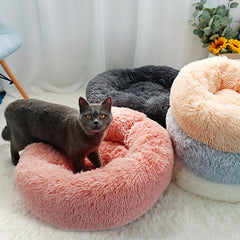 Round Soft Plush Cat Bed for Winter (Cats and Small Dogs)