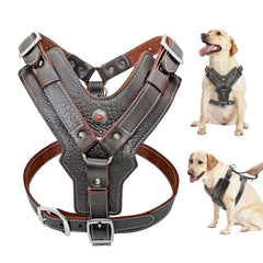 Durable & Adjustable Genuine Leather Harness for Large Dogs