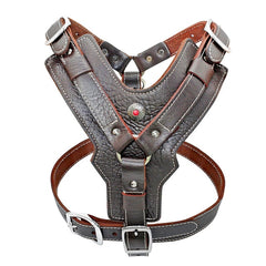 Durable & Adjustable Genuine Leather Harness for Large Dogs