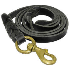 Braided Leather Dog Leash for Walking and Training For Medium & Large Dogs