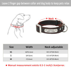 Customized Genuine Leather Dog Collar - Nameplate with Pet's Name and Phone Number