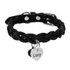 Image of Braided Customized Leather Dog Collar For Small and Medium Dogs With Engraved Heart ID Tag