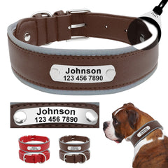 Customized Adjustable Leather Dog Collar For Medium & Large Dogs