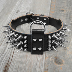 Cool Spiked Studded Leather Dog Collar For Medium & Large Dogs