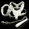 Image of [3 IN 1]  Solid Spiked Studded Leather Dog Collar + Leather Harness + Durable & Comfortable Leash