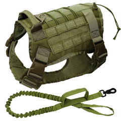 Military Tactical Dog Harness + Durable & Comfortable Leash For Training and Running