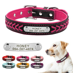 Customized Adjustable Leather Dog Collar For Small, Medium & Large Dogs